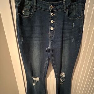 Elegant Dark Blue Flare Jeans